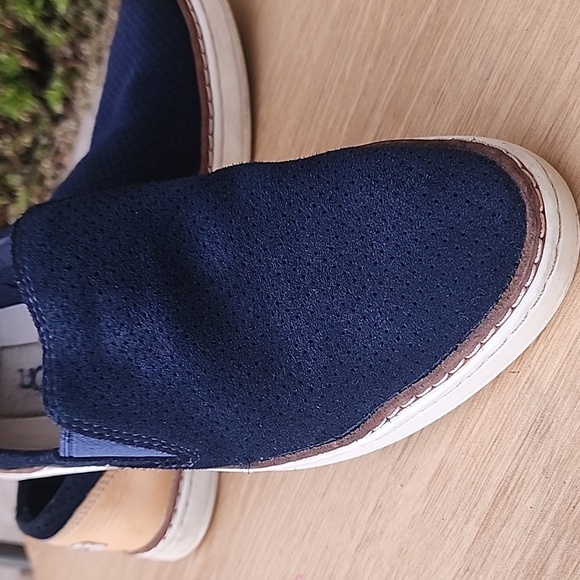 UGG Navy Blue Perforated Suede Adley Slip On Sneakers, Size 7 - Picture 6 of 10